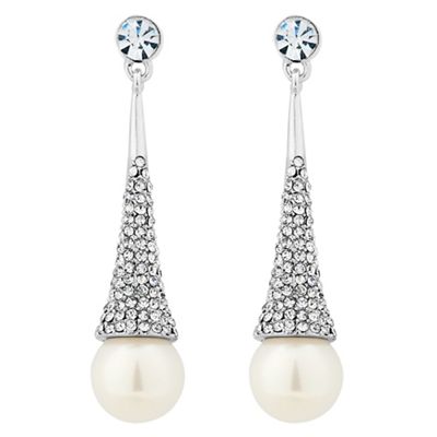 Crystal embellished stick and pearl drop earring